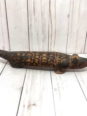 Hand-Carved Wooden Animal Sculpture - Brown and Black